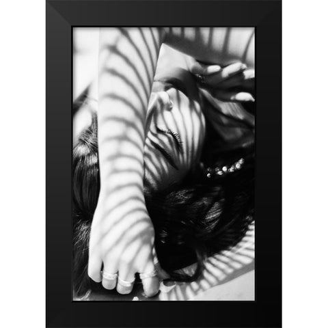 Hase Black Modern Wood Framed Art Print by Washimi, Masatoshi