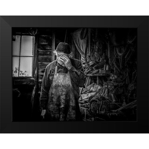 Headache Black Modern Wood Framed Art Print by Ma, Frank