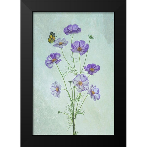 Elegant Cosmos Flowers Black Modern Wood Framed Art Print by Jacobs, Lydia