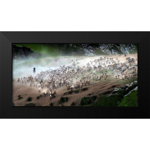 The Great Migration Of Kazakh Black Modern Wood Framed Art Print by Zhu, Hua