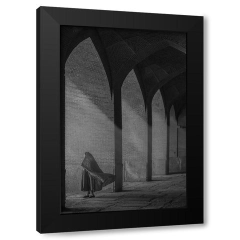 A Visitor Black Modern Wood Framed Art Print by Aref, Aria