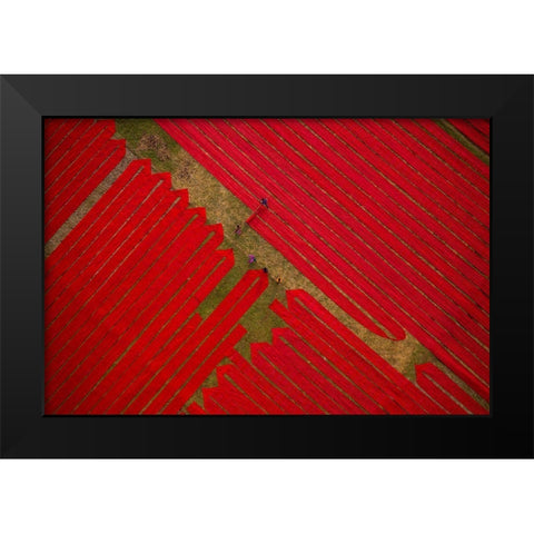 Red Cloths Black Modern Wood Framed Art Print by Khan Ronnie, Azim
