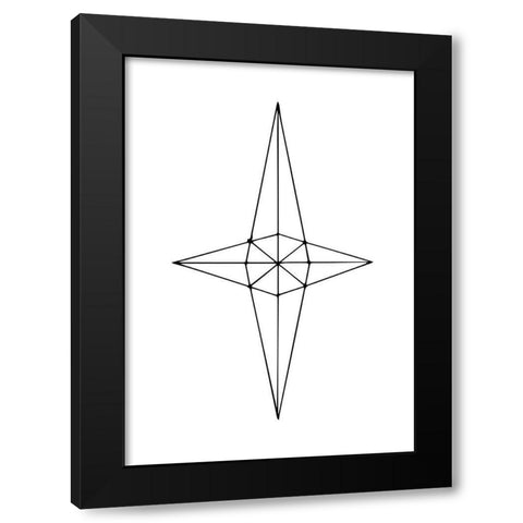 Grid Star White Black Modern Wood Framed Art Print by 1x Studio II