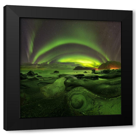 Green Eye Black Modern Wood Framed Art Print by Smid Master, Jan