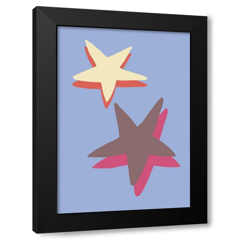 Blue Star Black Modern Wood Framed Art Print by 1x Studio