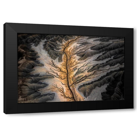 Magic Land -- An Aerial Abstract Black Modern Wood Framed Art Print with Double Matting by Bian, James