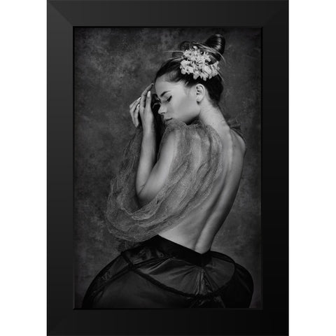 Delicate Black Modern Wood Framed Art Print by Gil Raga, Joan