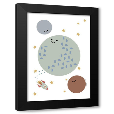 Solar Earth Moon Black Modern Wood Framed Art Print by 1x Studio II