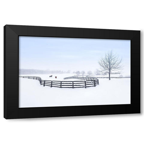 Winter Farm Black Modern Wood Framed Art Print by Deng, Larry