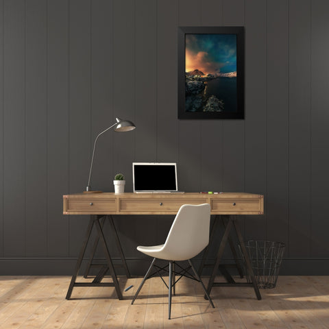 Between Two Worlds Black Modern Wood Framed Art Print by Venier, Giovanni