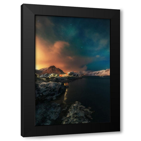 Between Two Worlds Black Modern Wood Framed Art Print by Venier, Giovanni