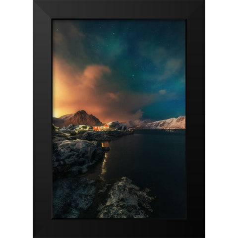 Between Two Worlds Black Modern Wood Framed Art Print by Venier, Giovanni