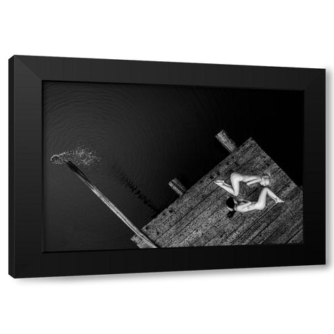 Waiting For The Night Boat Black Modern Wood Framed Art Print with Double Matting by D. Pop, Ovi