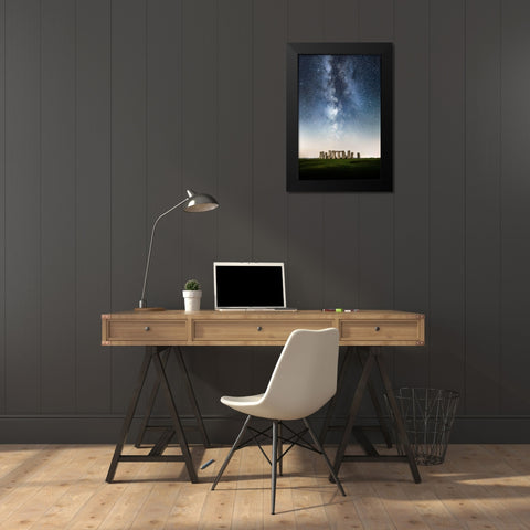 Stonehenge Black Modern Wood Framed Art Print by Ionut Dascalu, Andrei
