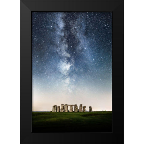 Stonehenge Black Modern Wood Framed Art Print by Ionut Dascalu, Andrei