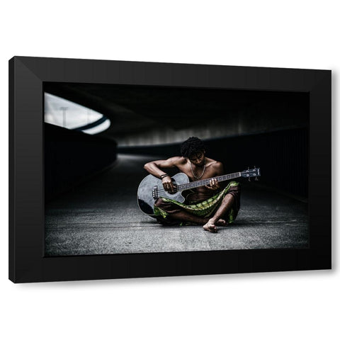 Bass Black Modern Wood Framed Art Print with Double Matting by Camlilar, Erkan