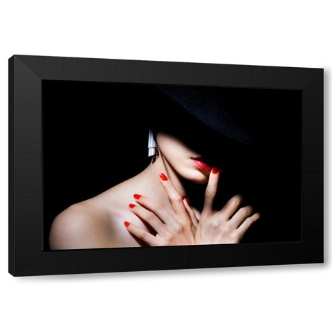 Red Black Modern Wood Framed Art Print with Double Matting by Washimi, Masatoshi