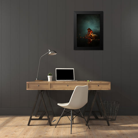 Candle Of Eternity Black Modern Wood Framed Art Print by octavandy