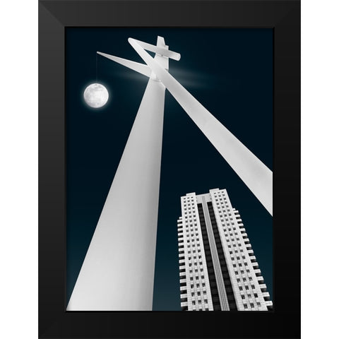 Hanging By A Thread Black Modern Wood Framed Art Print by Garcia, Helena