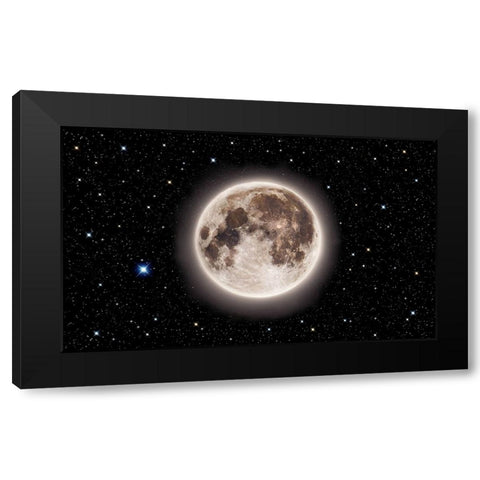 Glowing Emerald Moon With Starry Sky Black Modern Wood Framed Art Print by Chakraborty, Mainak