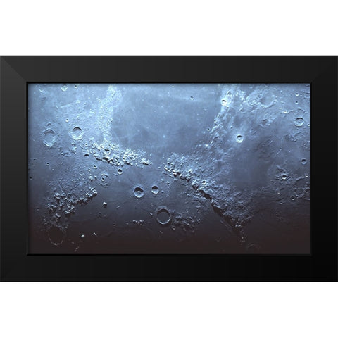 Mountains A Oceans Of The Moon Black Modern Wood Framed Art Print by Chakrabarti, Basudeb