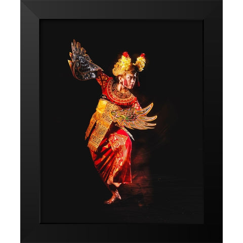 Legong Dance Black Modern Wood Framed Art Print by Herliyanto, Gatot
