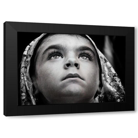 Girl With Sardinian Traditional Veil Black Modern Wood Framed Art Print with Double Matting by Cavalli, Giovanni