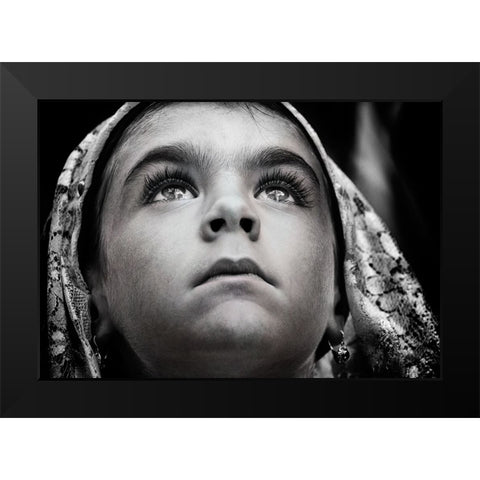Girl With Sardinian Traditional Veil Black Modern Wood Framed Art Print by Cavalli, Giovanni
