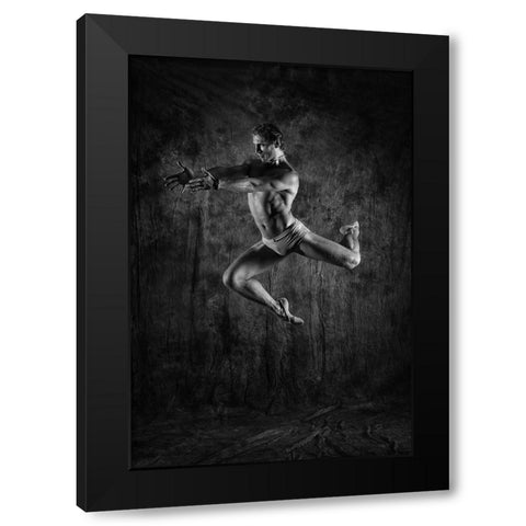 Triangle Black Modern Wood Framed Art Print with Double Matting by Paritskiy, Oles