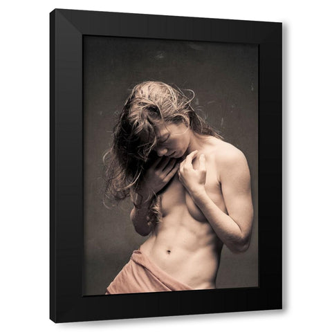 Poppy Ii Black Modern Wood Framed Art Print with Double Matting by Huber, Markus