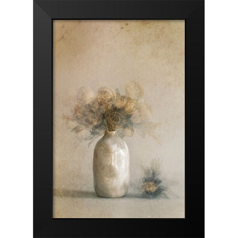 Fallen Leaves Black Modern Wood Framed Art Print by Kiral, Cicek