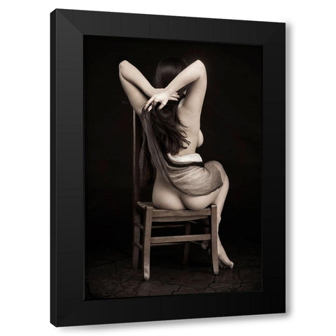 Old Chair Black Modern Wood Framed Art Print by Slotboom, Jan