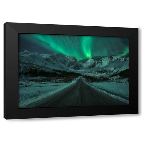 Green Lady Black Modern Wood Framed Art Print by Gonzalez, Carlos