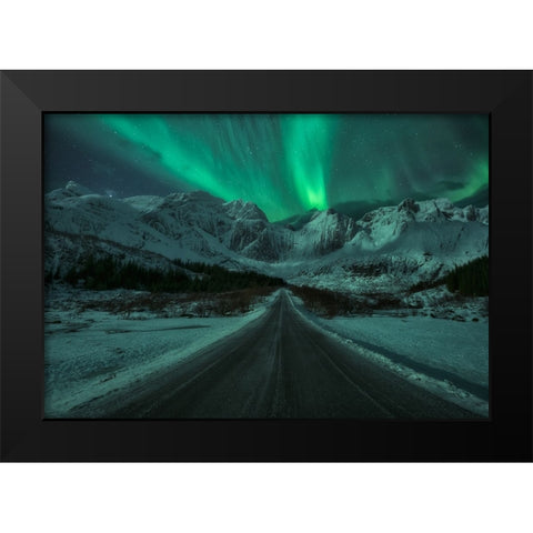 Green Lady Black Modern Wood Framed Art Print by Gonzalez, Carlos