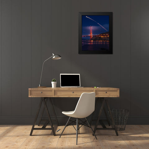 Super Moon Lunar Eclipse Black Modern Wood Framed Art Print by Chengming