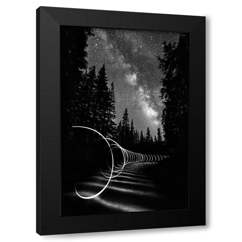 Light Painting Under The Milky Way Black Modern Wood Framed Art Print by Shen, Yanyu