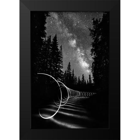Light Painting Under The Milky Way Black Modern Wood Framed Art Print by Shen, Yanyu