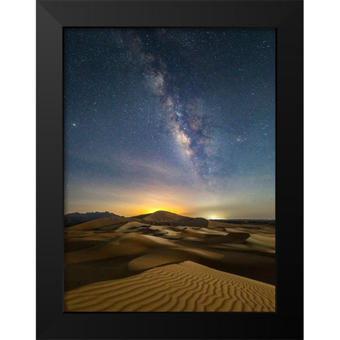 Arab land at night Black Modern Wood Framed Art Print by Habib, Ashraf