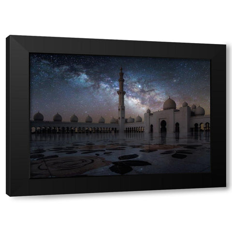 Sheikh Zayed Mosque Black Modern Wood Framed Art Print by Habib, Ashraf