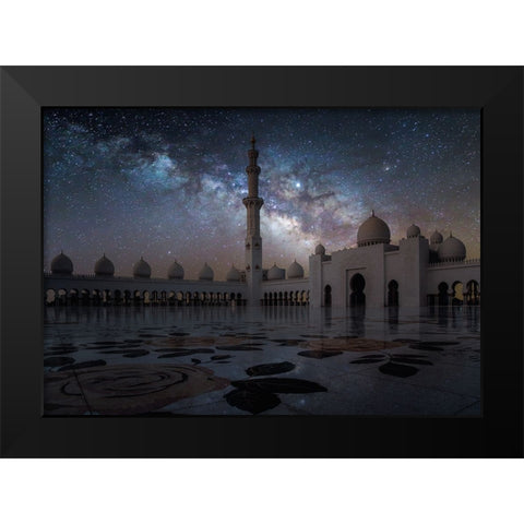 Sheikh Zayed Mosque Black Modern Wood Framed Art Print by Habib, Ashraf