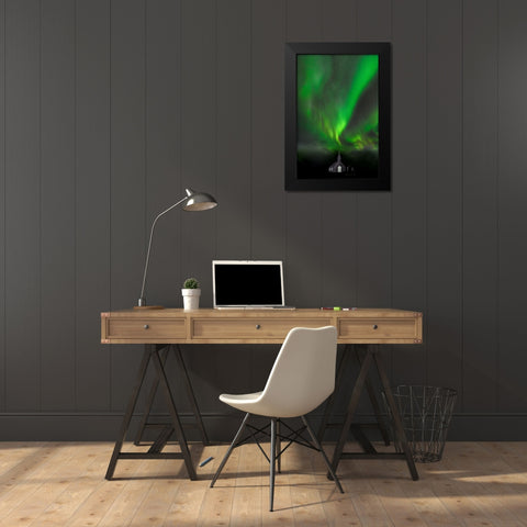 Celestial Dance Black Modern Wood Framed Art Print by Oberai, Jassi