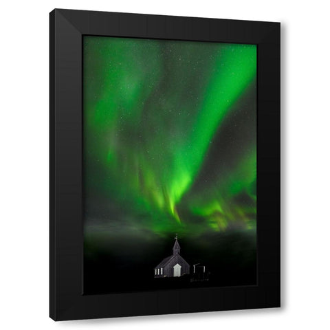 Celestial Dance Black Modern Wood Framed Art Print by Oberai, Jassi