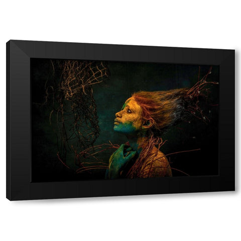 MERMAID Black Modern Wood Framed Art Print with Double Matting by Paul, Dipankar