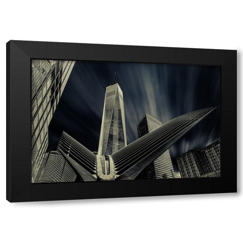 World Trade Center Black Modern Wood Framed Art Print by abu milad, Emil