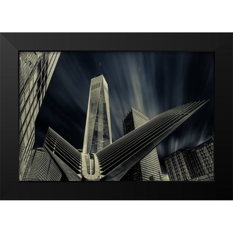 World Trade Center Black Modern Wood Framed Art Print by abu milad, Emil