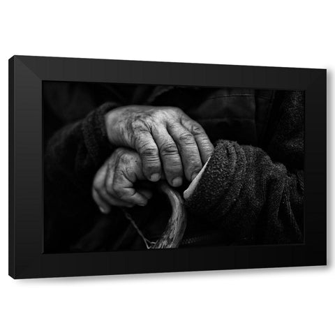 Retired hands Black Modern Wood Framed Art Print with Double Matting by Logiotatides, Yiannis