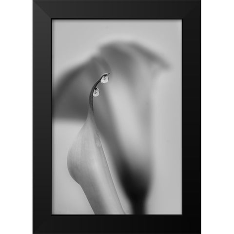 Two Drops Black Modern Wood Framed Art Print by Chenglu, Simon