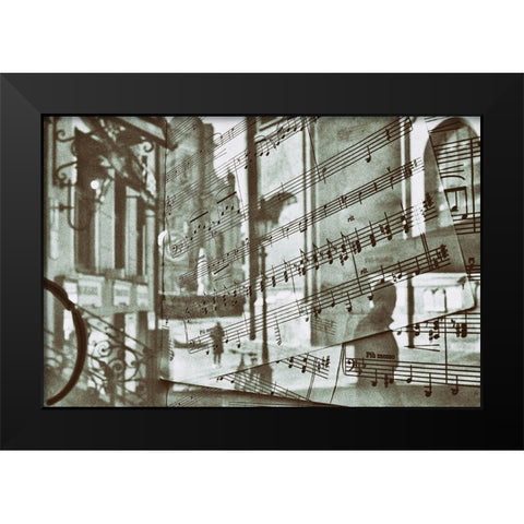 Music Is In The Air Black Modern Wood Framed Art Print by Pascale, Vincenzo