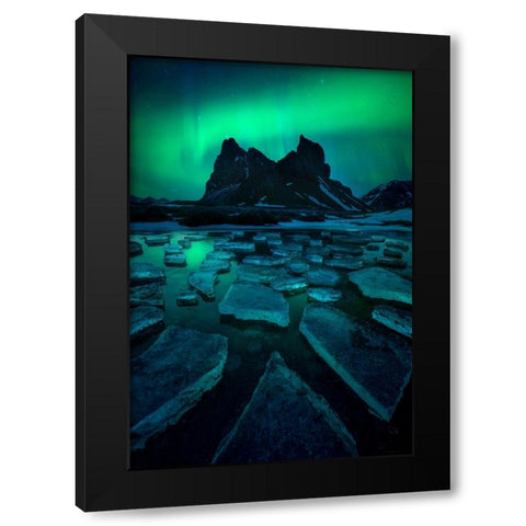 Icy Eystrahorn Black Modern Wood Framed Art Print by Kuric EP, Marian