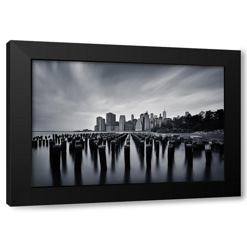 NYC Black Modern Wood Framed Art Print by Jubic, Srecko